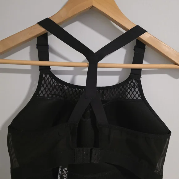 Victoria’s Secret Mesh Sports Bra 34D Black White Sheer Strappy Bra - Picture 6 of 9
